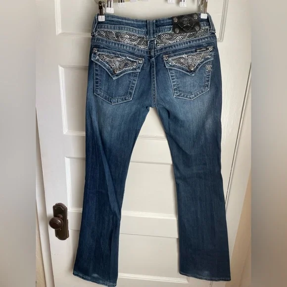 Miss Me Women's Embellished Blue Boot Cut Jeans - Picture 4 of 15